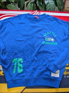 Mitchell & Ness Seattle Seahawks Royal Blue Crewneck Sweatshirt